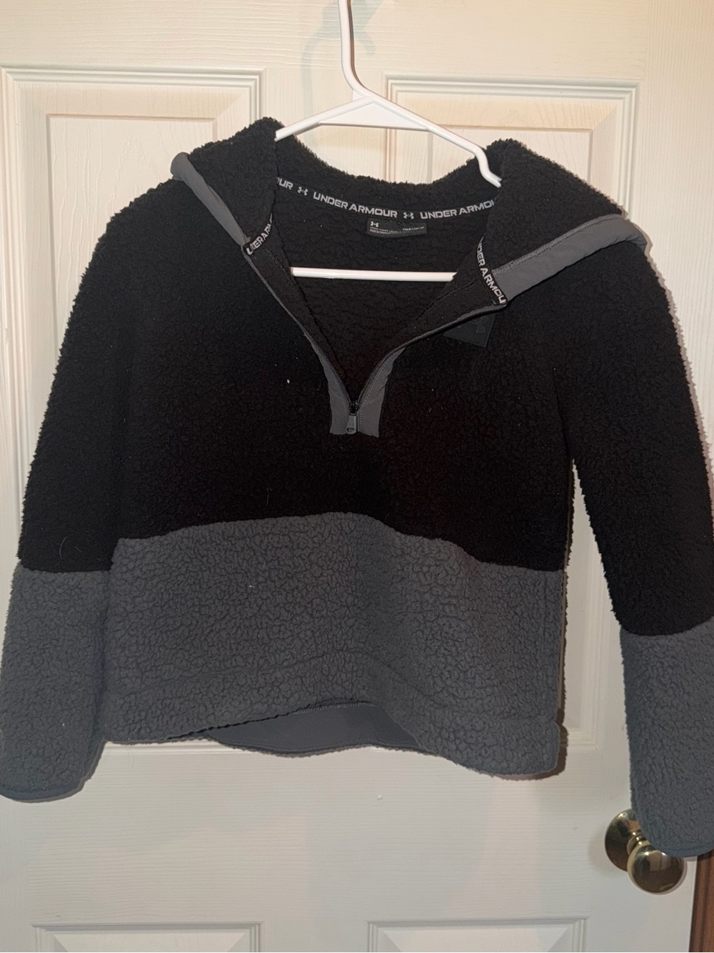Under Armour Black and Gray Sherpa Half-Zip Hoodie - Kids